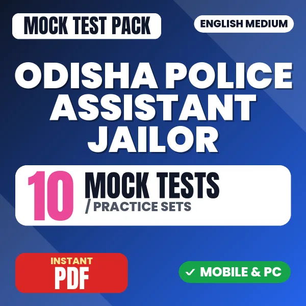 Odisha Police Asst. Jailor (Paper-II) Exam – 10 Mock Tests / Practice Sets | English Medium PDF Download