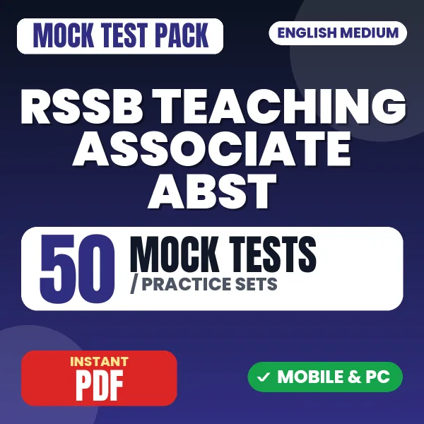 RSSB Teaching Associate (A.B.S.T.) Exam Paper 1 – 50 Mock Tests / Practice Sets | English Medium PDF Download