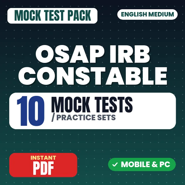 OSAP IRB Constable Exam – 10 Mock Tests / Practice Sets | English Medium PDF Download