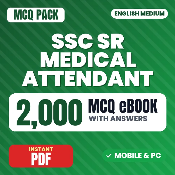 SSC SR Medical Attendant Exam – 2000 MCQ eBook with Answers | English Medium PDF Download