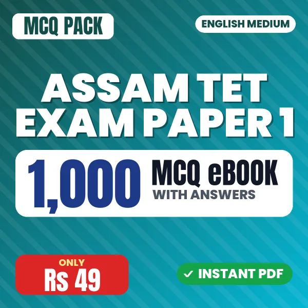 Assam TET Exam Paper 1 – 1000 MCQ eBook with Answers | English Medium PDF Download