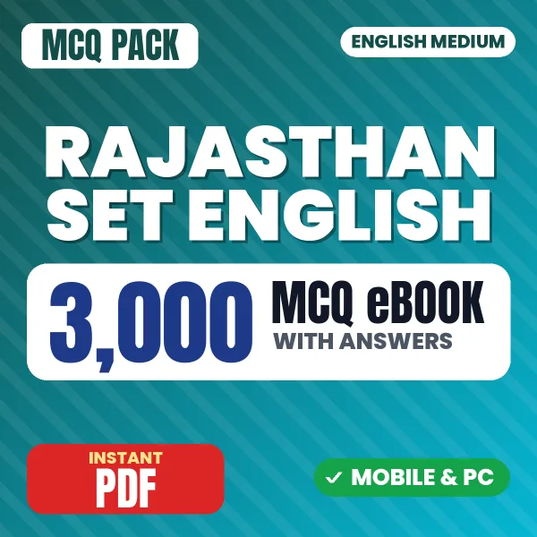 Rajasthan SET (English) Exam – 3000 MCQ eBook with Answers | English Medium PDF Download