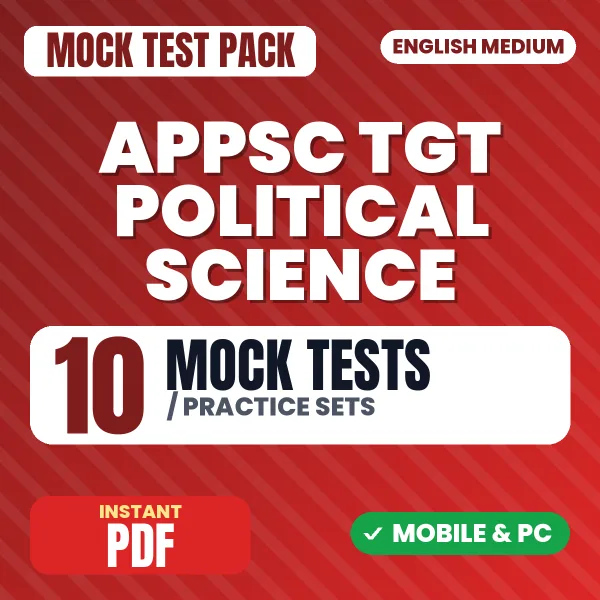 APPSC TGT Political Science Exam Paper 1 – 10 Mock Tests / Practice Sets | English Medium PDF Download