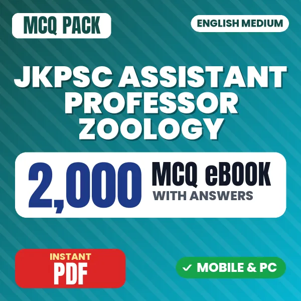 JKPSC Assistant Professor (Zoology) Exam – 2000 MCQ eBook with Answers | English Medium PDF Download