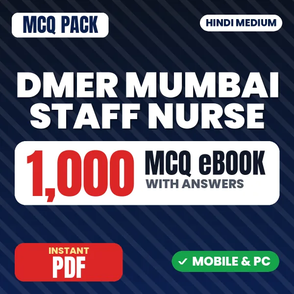 DMER Mumbai Staff Nurse Exam – 1000 MCQ eBook with Answers | Hindi Medium PDF Download