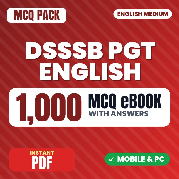 DSSSB PGT English Exam – 1000 MCQ eBook with Answers | English Medium PDF Download