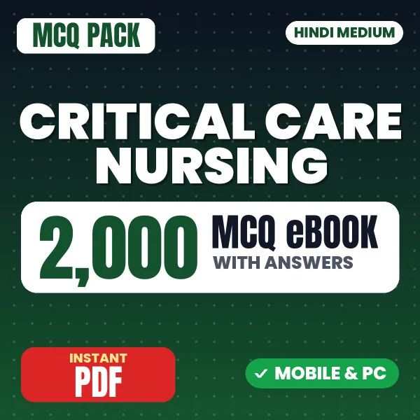 Critical Care Nursing – 2000 MCQ eBook with Answers | Hindi Medium PDF Download