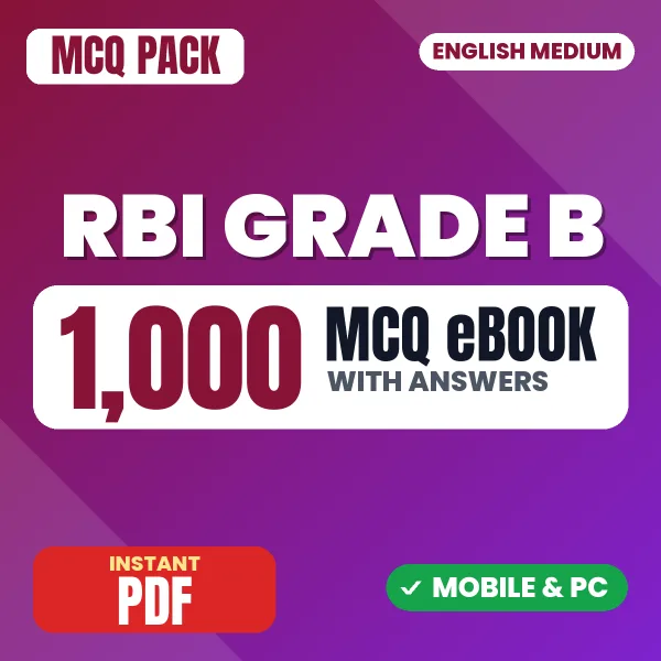 RBI Grade B Phase I Prelims Exam (General) – 1000 MCQ eBook with Answers | English Medium PDF Download