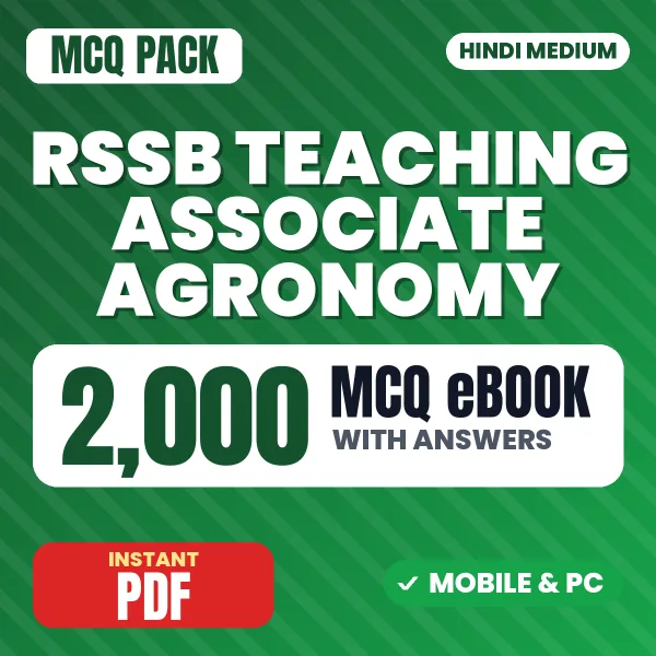 RSSB Teaching Associate (Agronomy) Exam Paper 1 – 2000 MCQ eBook with Answers | Hindi Medium PDF Download