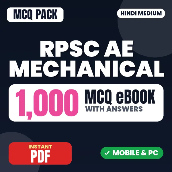 RPSC AE Mechanical (Prelims) Exam – 1000 MCQ eBook with Answers | Hindi Medium PDF Download