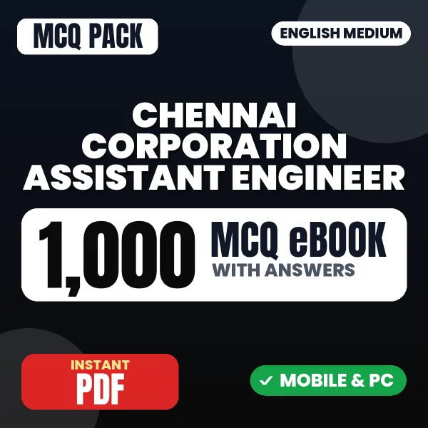 Chennai Corporation Assistant Engineer (Civil) Exam – 1000 MCQ eBook with Answers | English Medium PDF Download