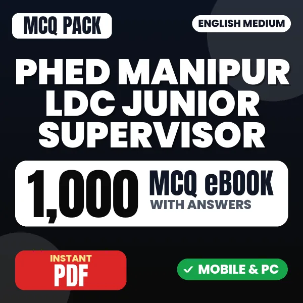 PHED Manipur LDC Junior Supervisor Exam – 1000 MCQ eBook with Answers | English Medium PDF Download