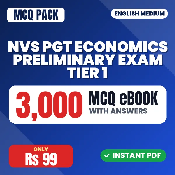 NVS PGT Economics Preliminary Exam Tier 1 – 3000 MCQ eBook with Answers | English Medium PDF Download