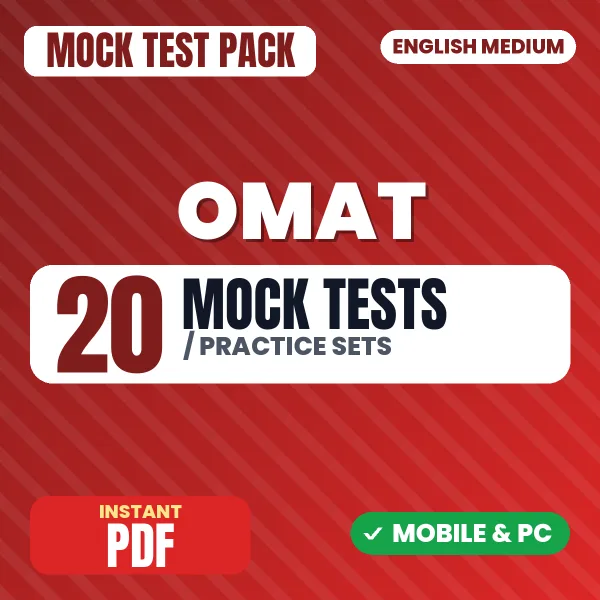 OMAT Exam – 20 Mock Tests / Practice Sets | English Medium PDF Download