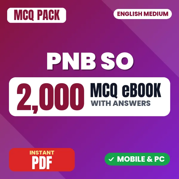 PNB SO (Officer Credit) Exam – 2000 MCQ eBook with Answers | English Medium PDF Download