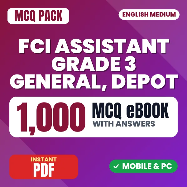 FCI Assistant Grade 3 (General & Depot) Exam Phase 1 – 1000 MCQ eBook with Answers | English Medium PDF Download