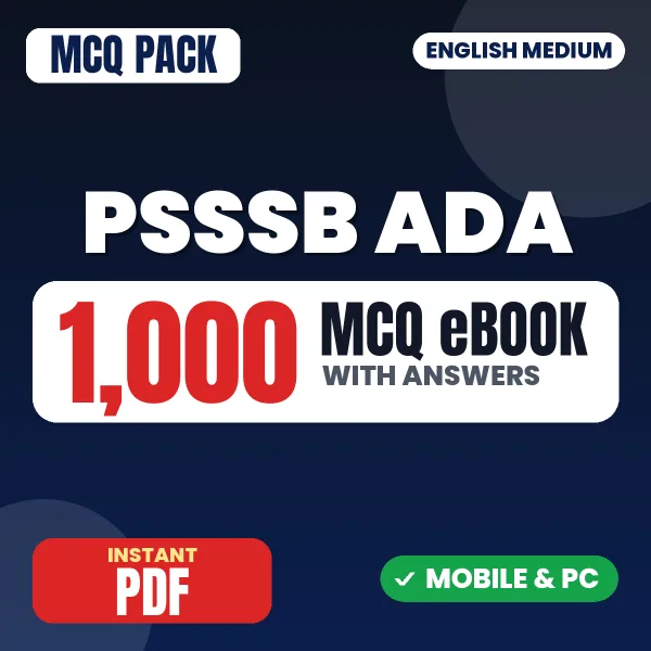 PSSSB ADA Exam – 1000 MCQ eBook with Answers | English Medium PDF Download