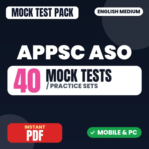 APPSC ASO Screening Test Exam – 40 Mock Tests / Practice Sets | English Medium PDF Download