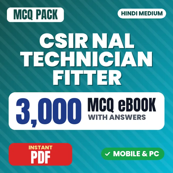 CSIR NAL Technician (Fitter) Paper-2 Exam – 3000 MCQ eBook with Answers | Hindi Medium PDF Download
