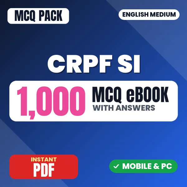 CRPF SI Exam (Civil) – 1000 MCQ eBook with Answers | English Medium PDF Download