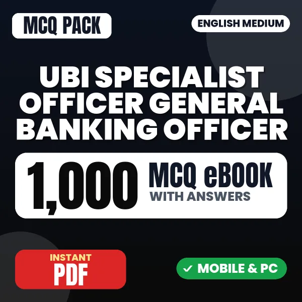 UBI Specialist Officer (General Banking Officer) Exam – 1000 MCQ eBook with Answers | English Medium PDF Download