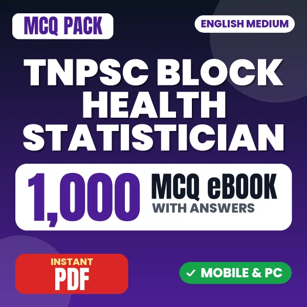 TNPSC Block Health Statistician Exam Paper 1 – 1000 MCQ eBook with Answers | English Medium PDF Download