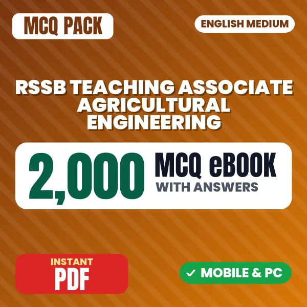 RSSB Teaching Associate (Agricultural Engineering) Exam Paper 1 – 2000 MCQ eBook with Answers | English Medium PDF Download
