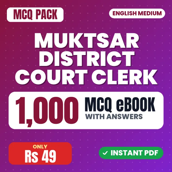 Muktsar District Court Clerk Exam – 1000 MCQ eBook with Answers | English Medium PDF Download
