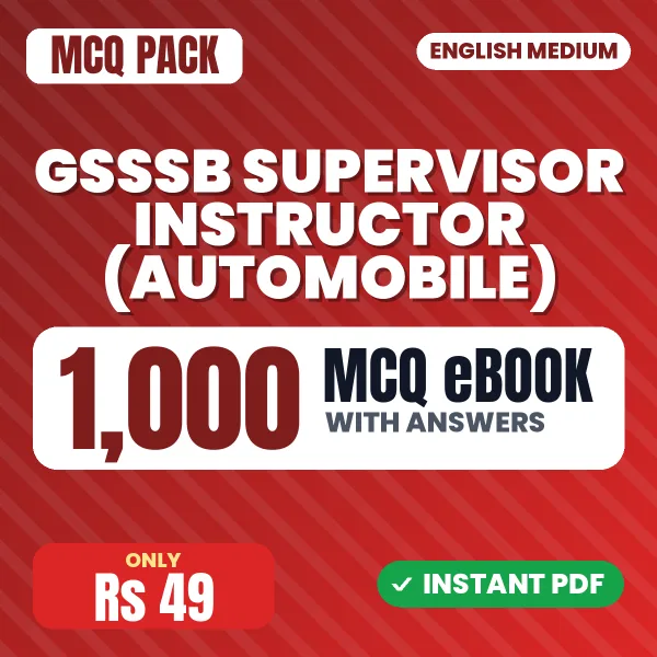 GSSSB Supervisor Instructor (Automobile) Exam – 1000 MCQ eBook with Answers | English Medium PDF Download