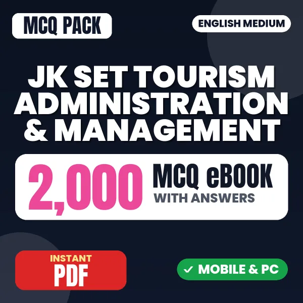 JK SET Tourism Administration & Management Exam Paper 2 – 2000 MCQ eBook with Answers | English Medium PDF Download