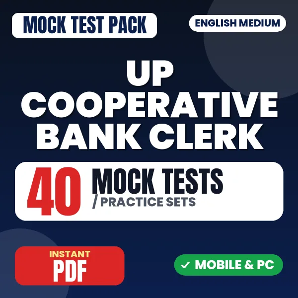 UP Cooperative Bank Clerk Preliminary Exam – 40 Mock Tests / Practice Sets | English Medium PDF Download