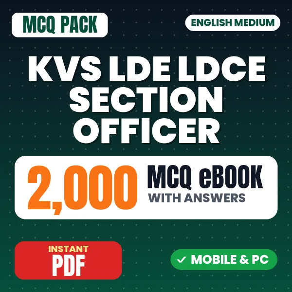 KVS LDE/LDCE Section Officer Exam Tier 1 – 2000 MCQ eBook with Answers | English Medium PDF Download
