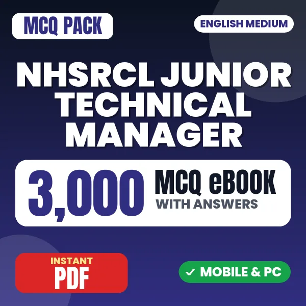 NHSRCL Junior Technical Manager Exam – 3000 MCQ eBook with Answers | English Medium PDF Download