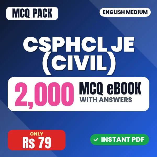 CSPHCL JE (Civil) Exam – 2000 MCQ eBook with Answers | English Medium PDF Download