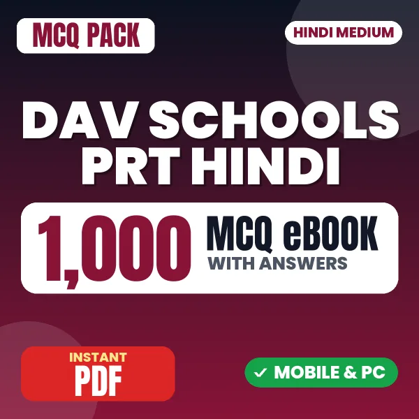 DAV Schools PRT (Hindi) Exam – 1000 MCQ eBook with Answers | Hindi Medium PDF Download