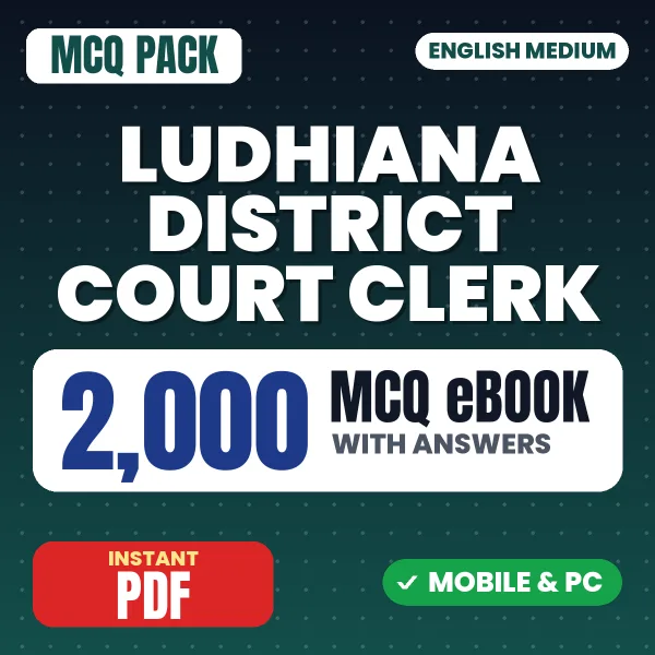 Ludhiana District Court Clerk Exam – 2000 MCQ eBook with Answers | English Medium PDF Download