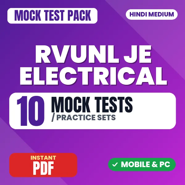 Rajasthan RVUNL JE Electrical Exam – 10 Mock Tests / Practice Sets | Hindi Medium PDF Download