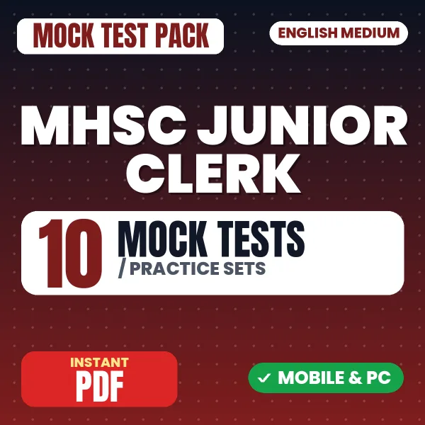 MHSC Junior Clerk Exam – 10 Mock Tests / Practice Sets | English Medium PDF Download