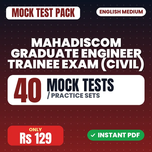 MAHADISCOM Graduate Engineer Trainee Exam (Civil) – 40 Mock Tests / Practice Sets | English Medium PDF Download