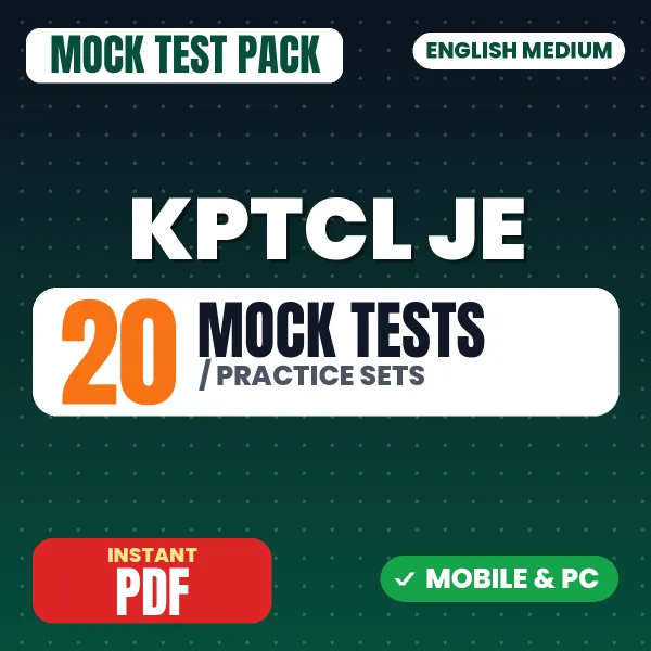 KPTCL Junior Engineer Exam (Civil) – 20 Mock Tests / Practice Sets | English Medium PDF Download
