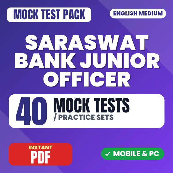 Saraswat Bank Junior Officer Exam – 40 Mock Tests / Practice Sets | English Medium PDF Download
