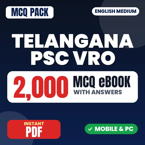 Telangana PSC VRO Exam – 2000 MCQ eBook with Answers | English Medium PDF Download