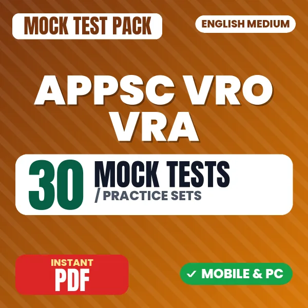 APPSC VRA Exam – 30 Mock Tests / Practice Sets | English Medium PDF Download