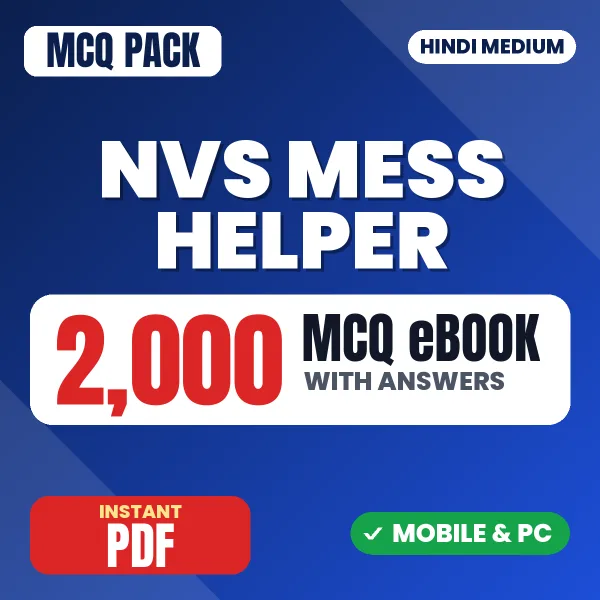 NVS Mess Helper Exam (Stage I) – 2000 MCQ eBook with Answers | Hindi Medium PDF Download