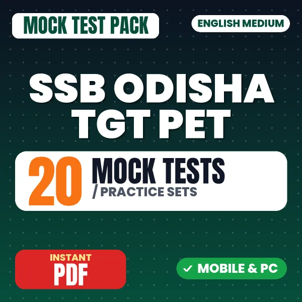 SSB Odisha TGT PET Exam – 20 Mock Tests / Practice Sets | English Medium PDF Download