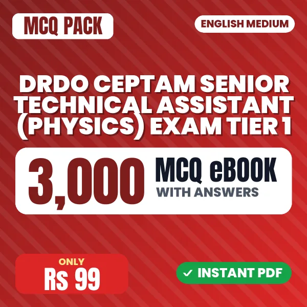 DRDO CEPTAM Senior Technical Assistant (Physics) Exam Tier 1 – 3000 MCQ eBook with Answers | English Medium PDF Download