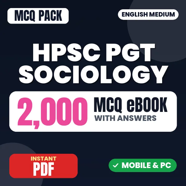 HPSC PGT Sociology Stage-I Exam – 2000 MCQ eBook with Answers | English Medium PDF Download