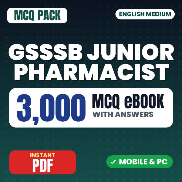 GSSSB Junior Pharmacist Exam – 3000 MCQ eBook with Answers | English Medium PDF Download