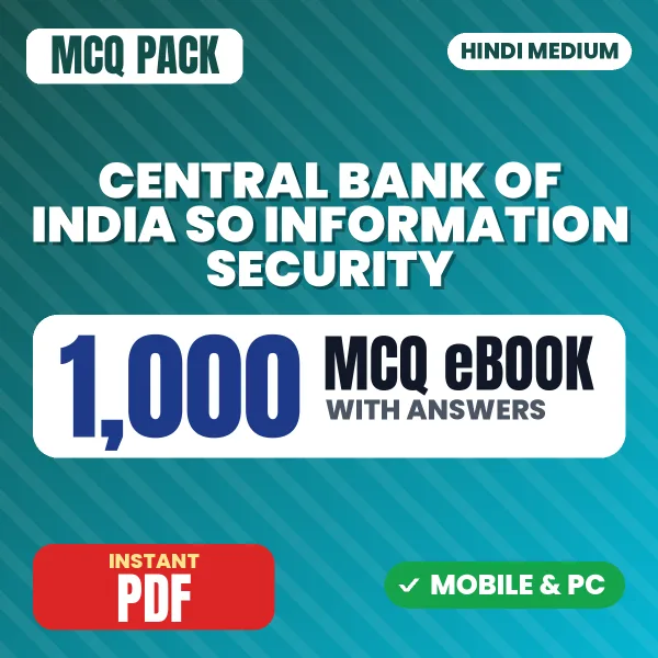 Central Bank of India SO (Information Security) Exam – 1000 MCQ eBook with Answers | Hindi Medium PDF Download