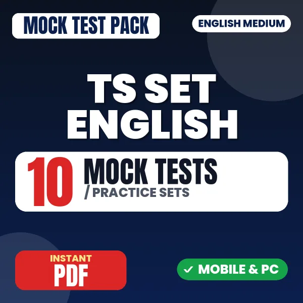 TS SET (English) Exam – 10 Mock Tests / Practice Sets | English Medium PDF Download